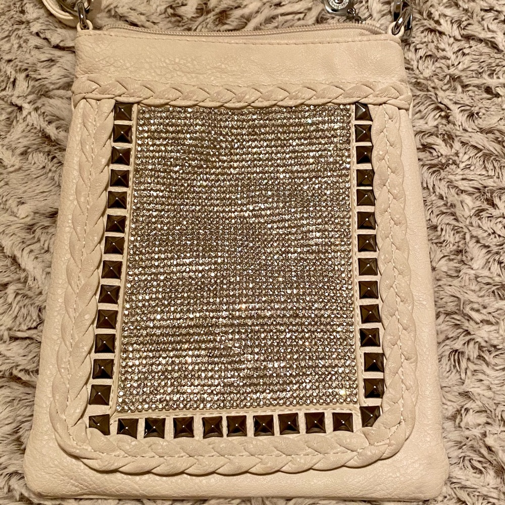 White vegan leather crossbody bag
